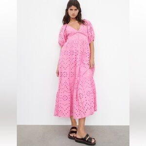Zara openwork embroidered dress
